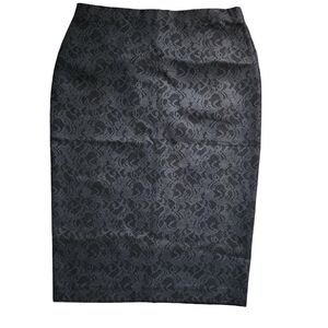 NWT Alfani Black Foil Lace‎ Print Midi Pencil Skirt Women's Size 6